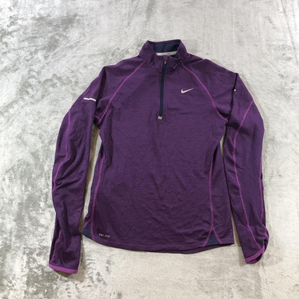 Nike Dri-FIT 1/4 Zip Shirt Womens Small Purple Long Sleeve Running 433140-551